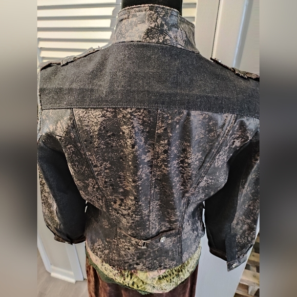 H&D Leather Denim Jacket M/L brown antique Moto - Picture 8 of 10